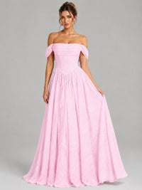Off Shoulder Jacquard A-Line Maxi Dress