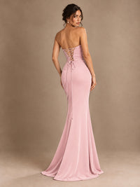 Emerald Green Strapless Mermaid Prom Dress with 3D Rose & Keyhole Cutout