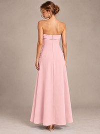 Yellow Strapless 3D Floral Appliques Maxi Dress