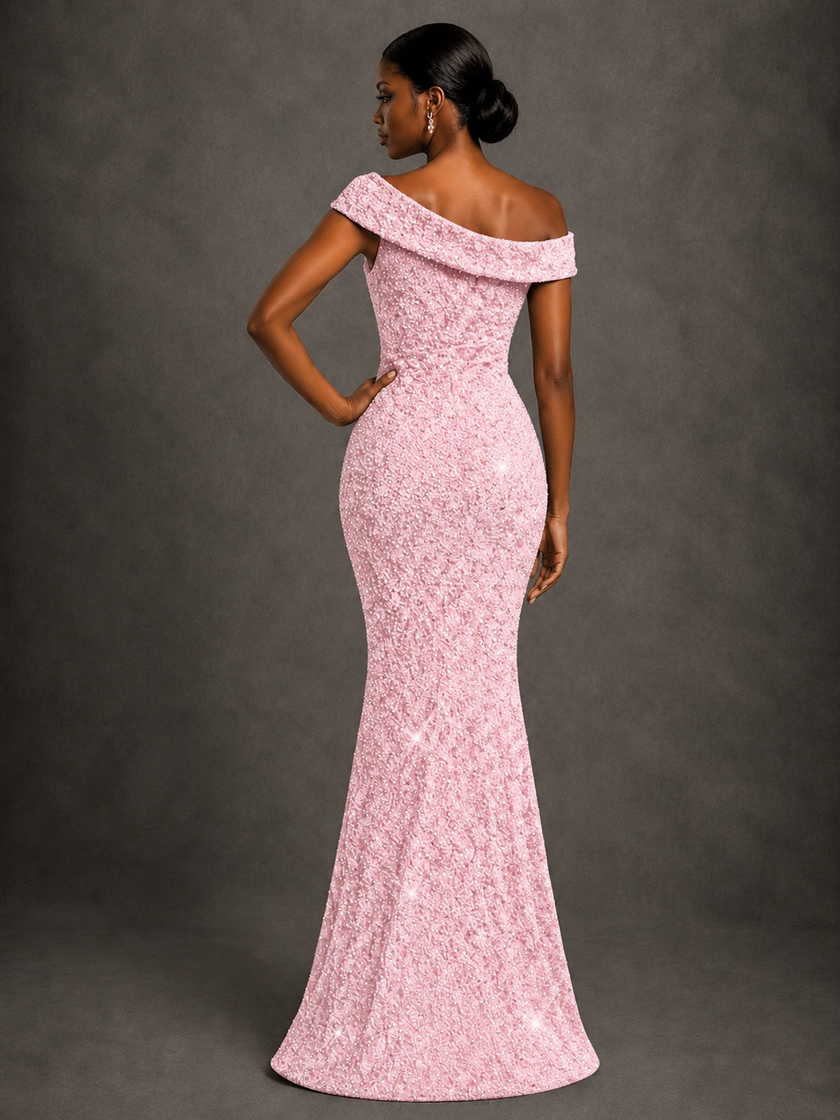 Sequin Off Shoulder Mermaid Prom Dress