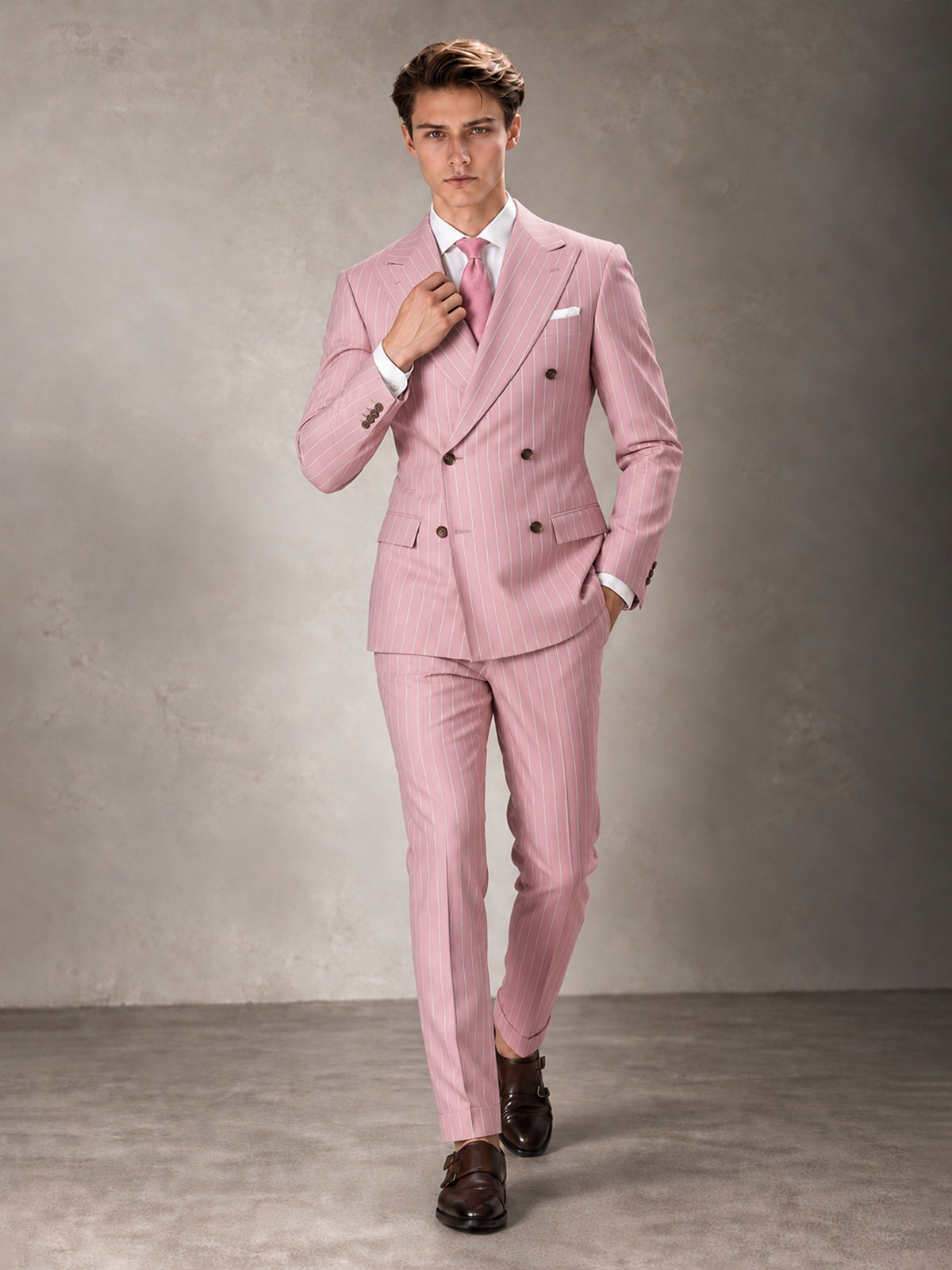 Double Breasted Pinstripe Men's Suit 2 Piece (Jacket & Pants) for Wedding & Formal Prom