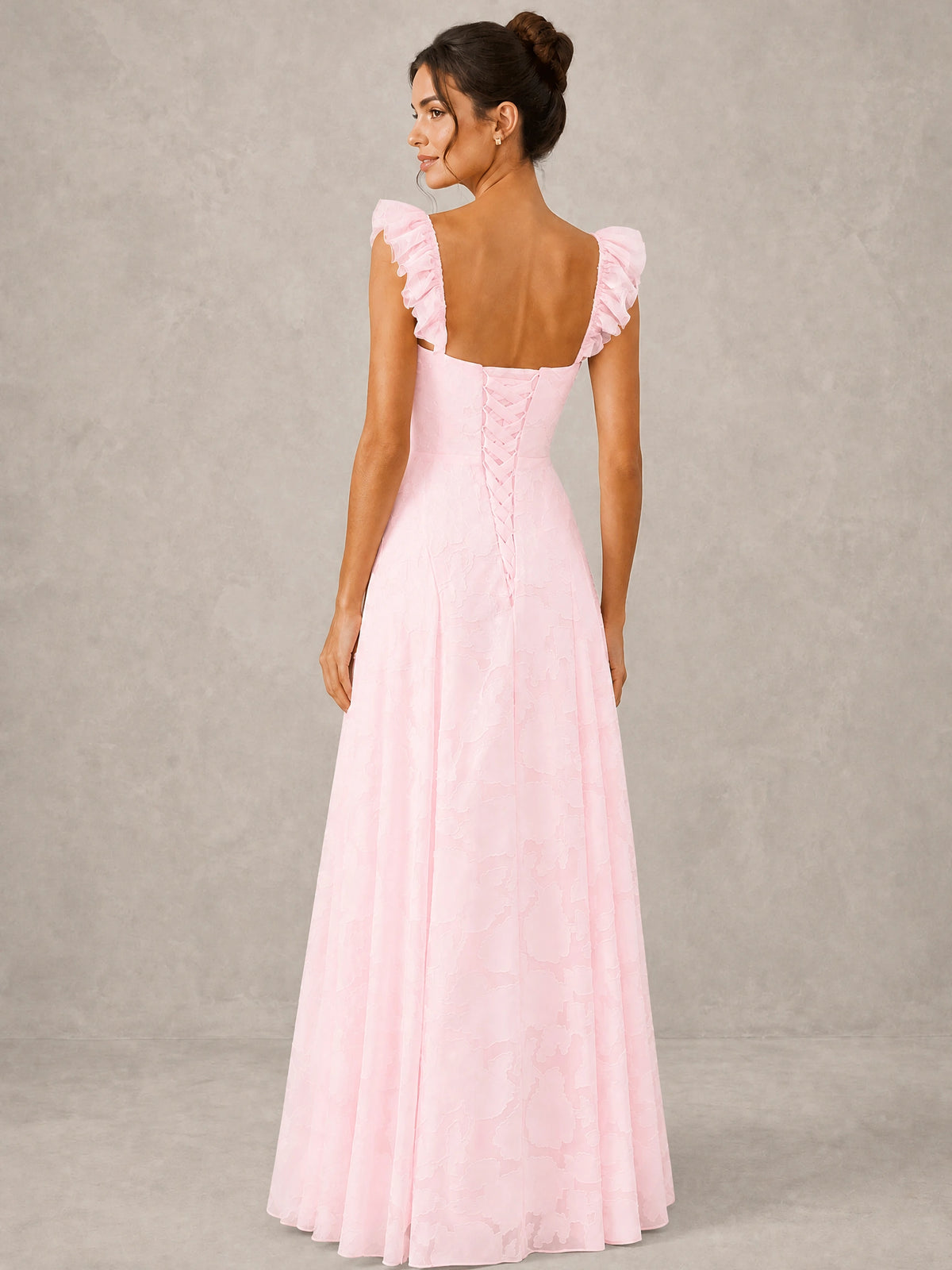 Jacquard Square Neck A-Line Maxi Dress