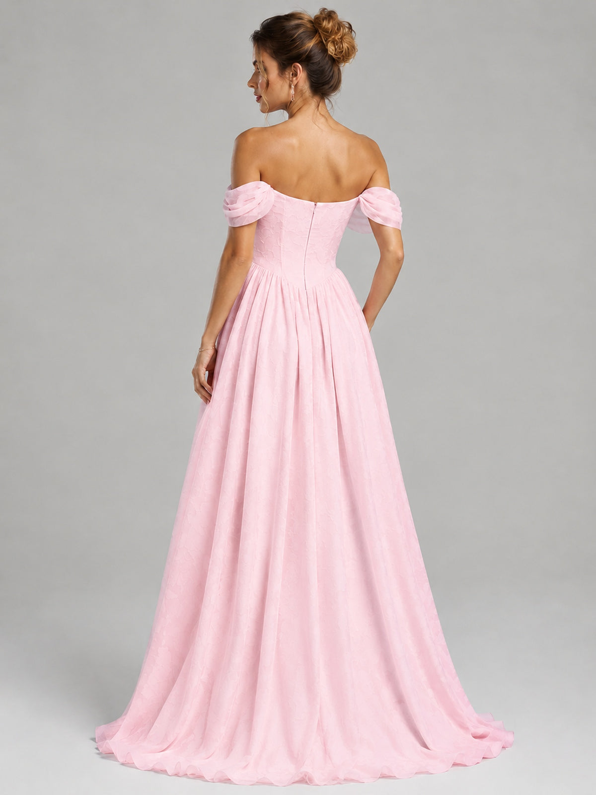 Off Shoulder Jacquard A-Line Maxi Dress