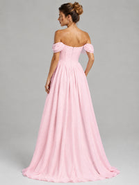 Off Shoulder Jacquard A-Line Maxi Dress