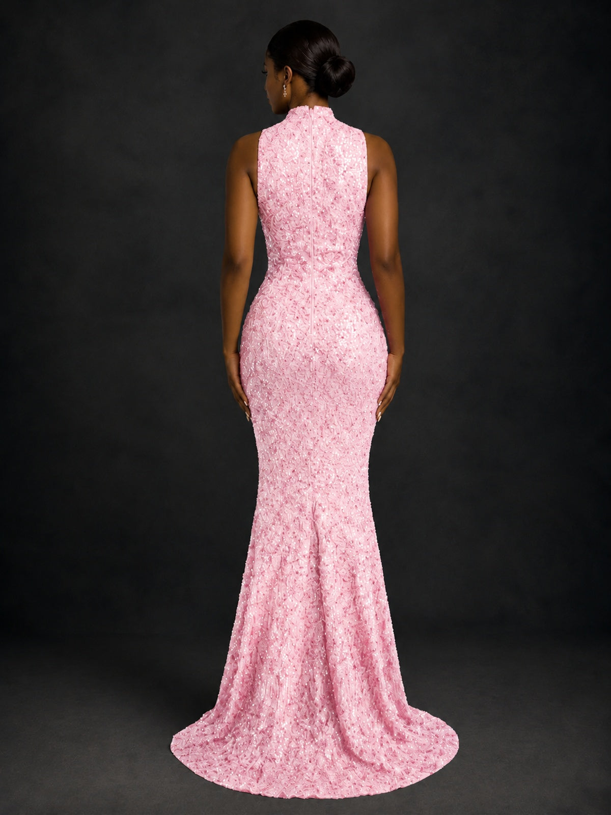 Sparkly Sequin High Neck Mermaid Prom Dress