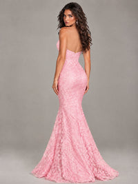 Strapless Corset Mermaid Prom Dress Lace Appliqué Formal Gown