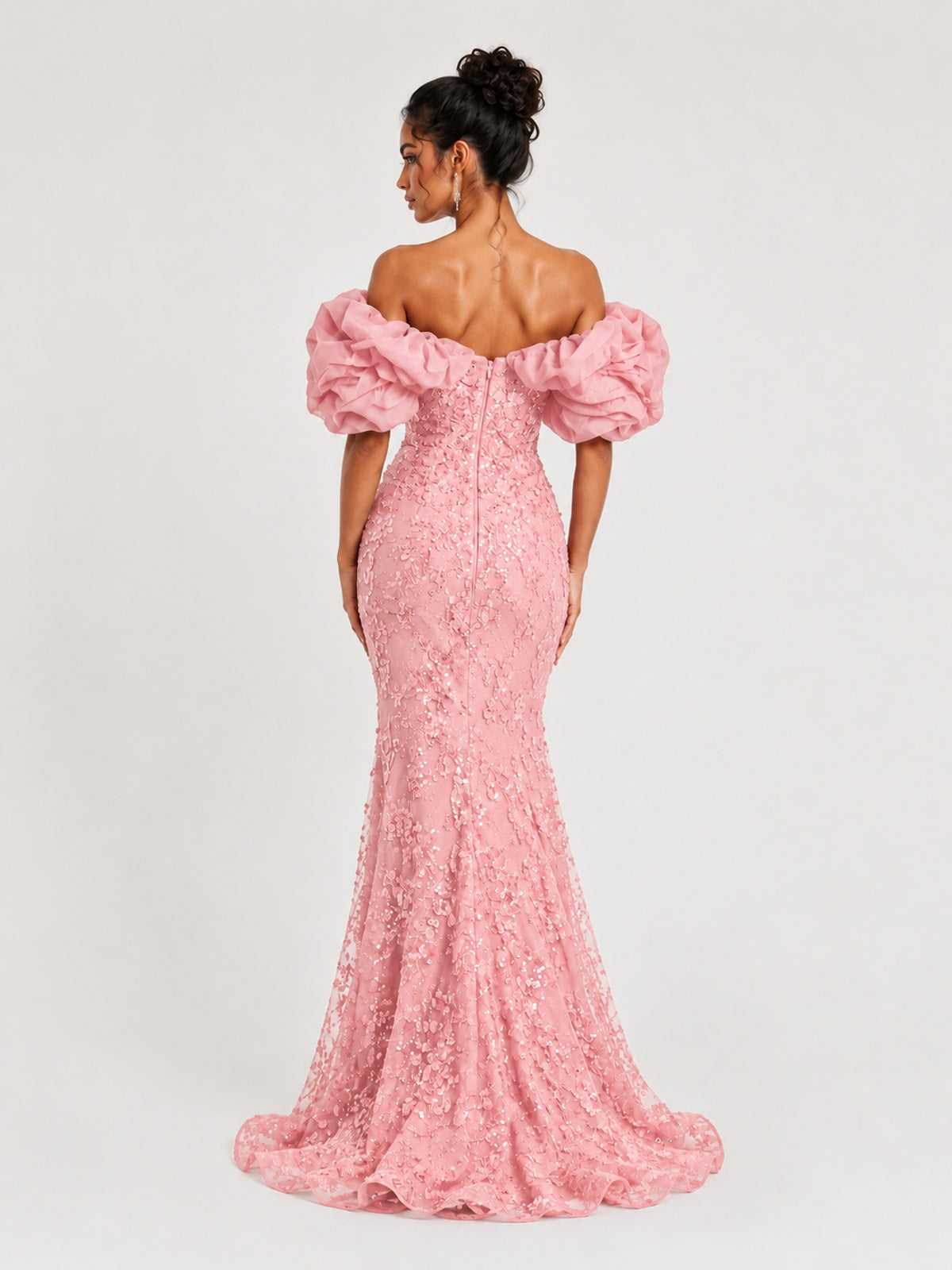 Sequin Off-Shoulder Ruffle Mermaid Prom Dress