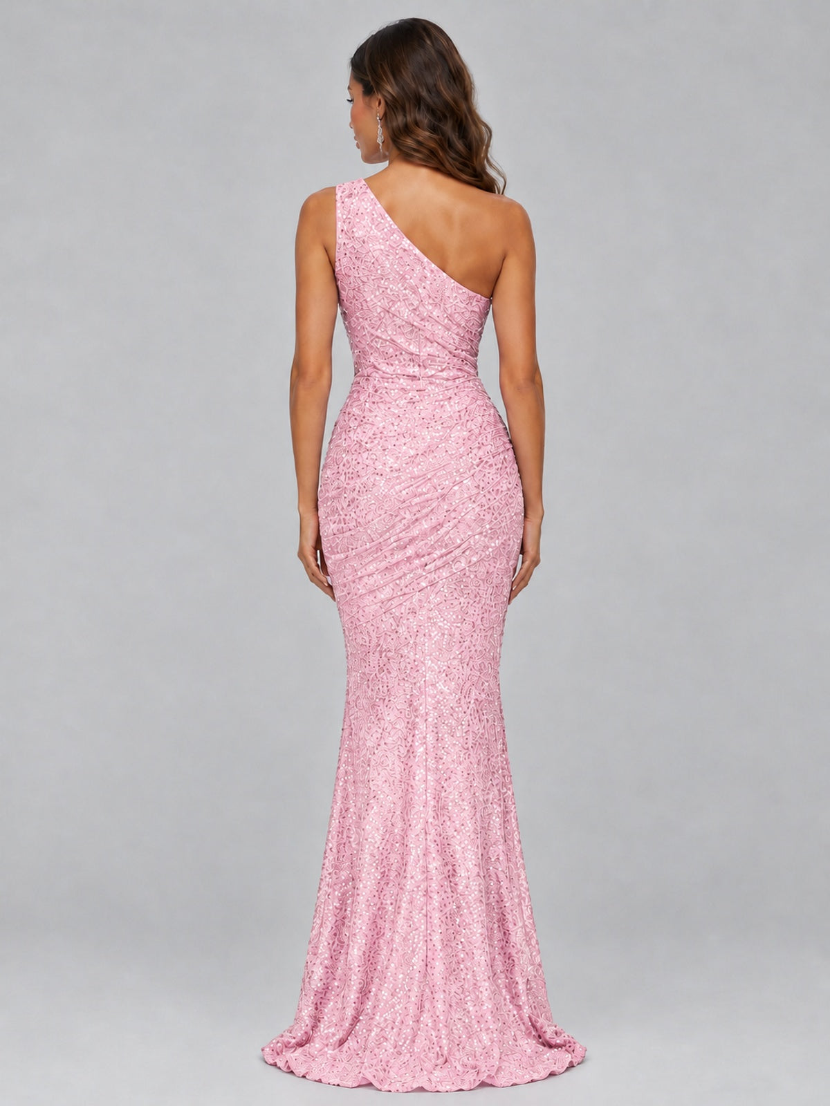 Sequin Mermaid One Shoulder Prom Dress Long formal Gown