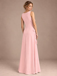 3D Floral Applique Sleeveless Formal Maxi Dress