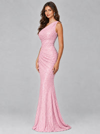 Sequin Mermaid One Shoulder Prom Dress Long formal Gown
