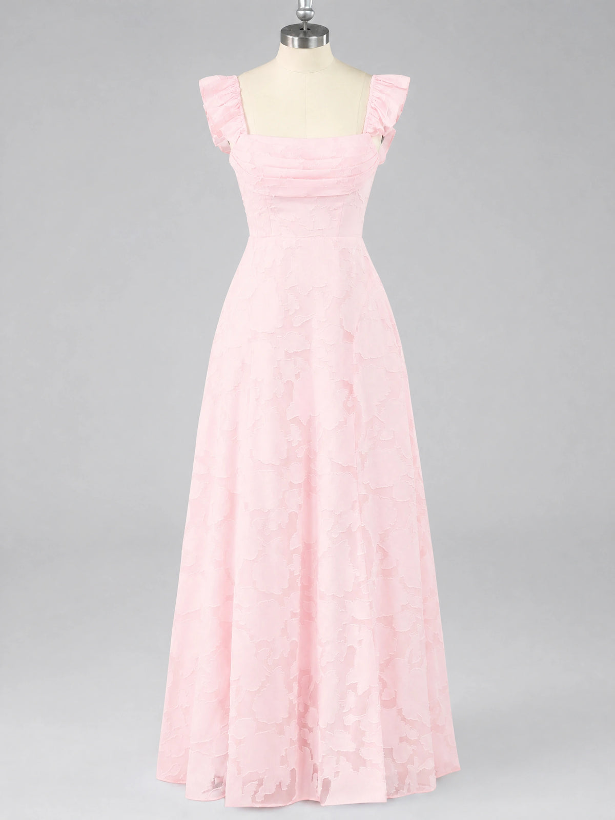 Jacquard Square Neck A-Line Maxi Dress