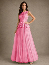 A-Line Chiffon Mother of the Bride Dress with Lace Appliques