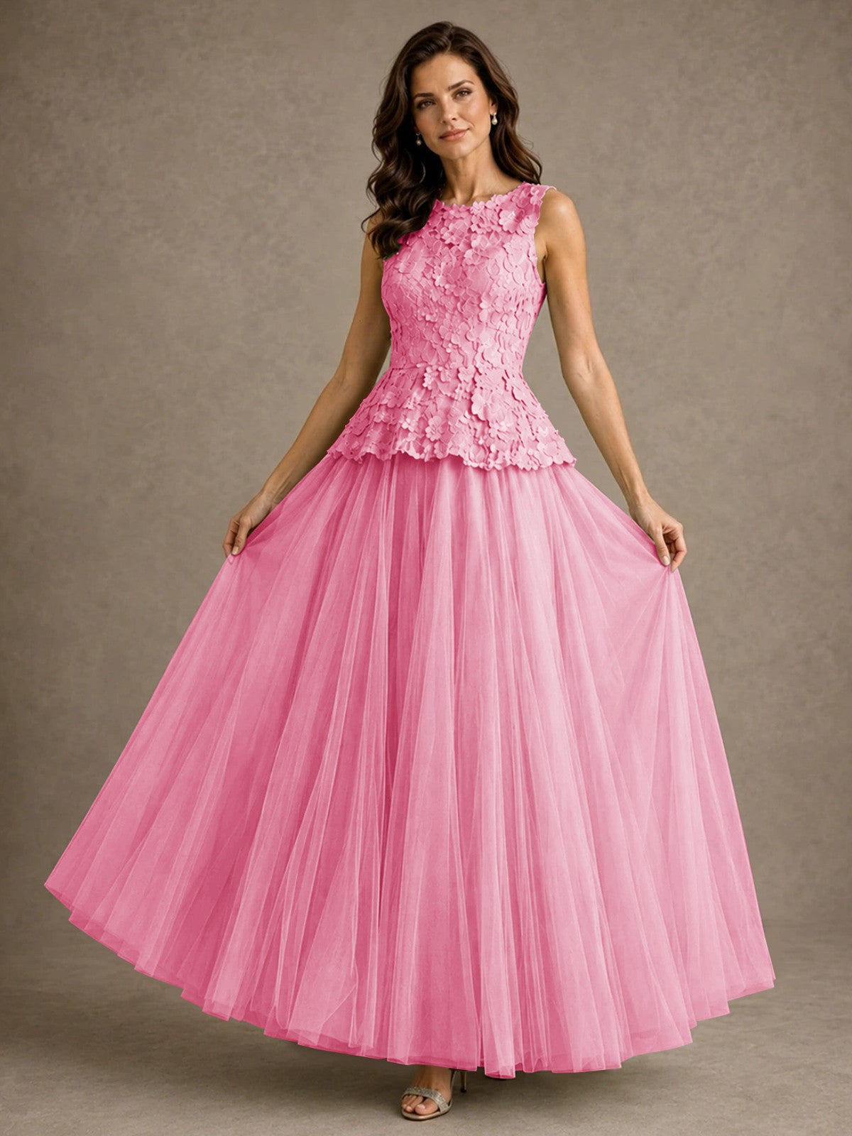 A-Line Chiffon Mother of the Bride Dress with Lace Appliques