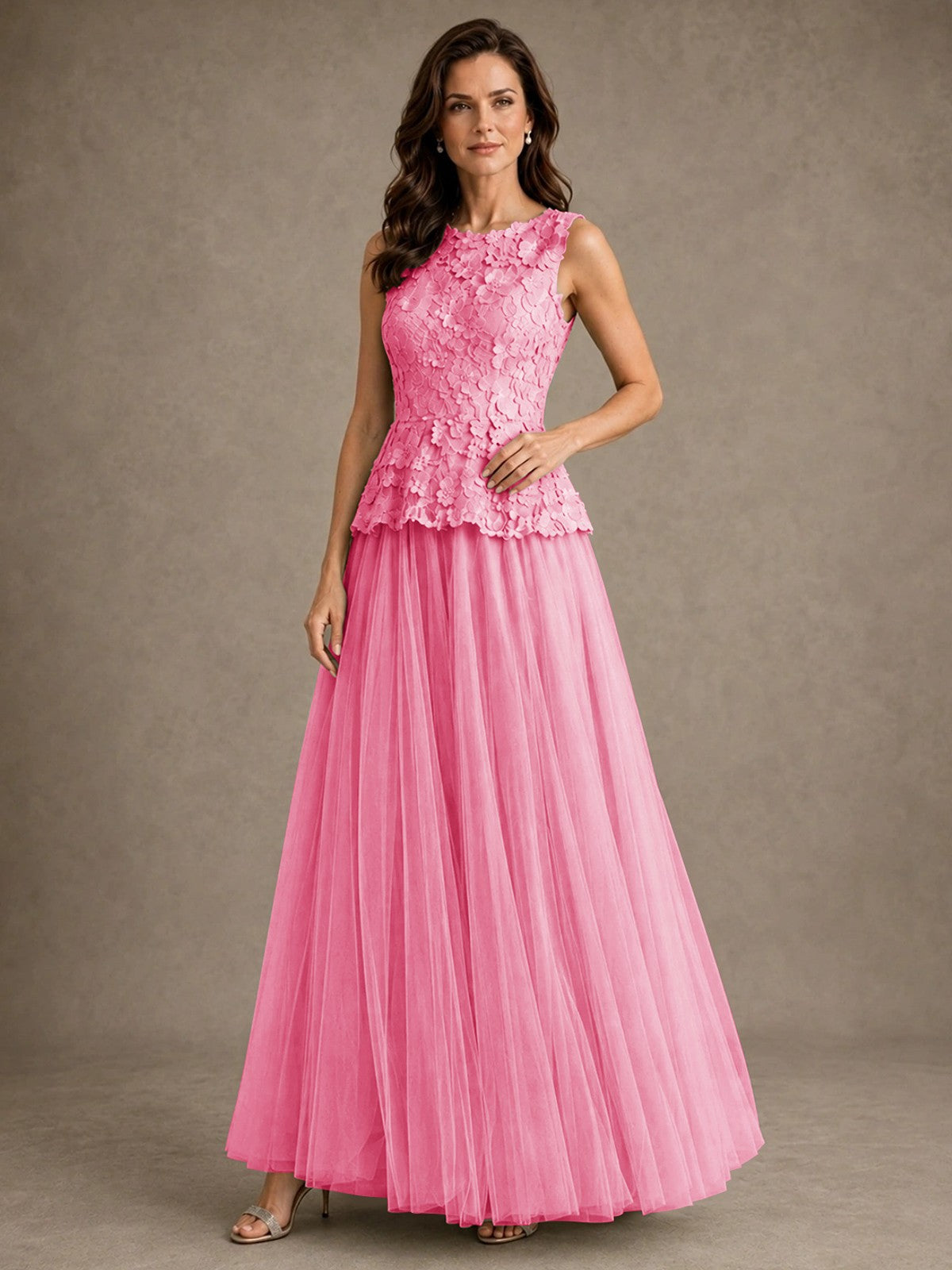 A-Line Chiffon Mother of the Bride Dress with Lace Appliques
