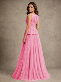 A-Line Chiffon Mother of the Bride Dress with Lace Appliques
