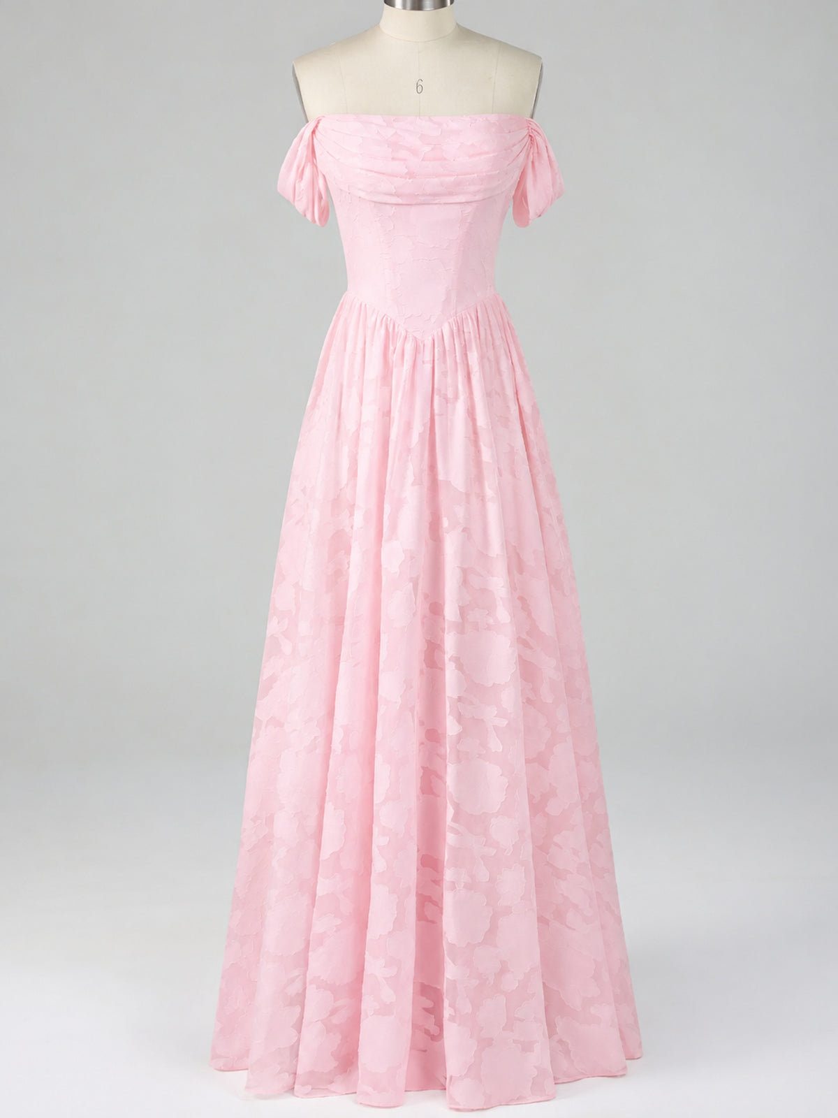 Off Shoulder Jacquard A-Line Maxi Dress