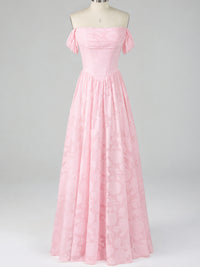 Off Shoulder Jacquard A-Line Maxi Dress