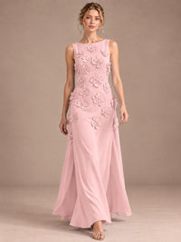 3D Floral Applique Sleeveless Formal Maxi Dress