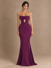 Emerald Green Strapless Mermaid Prom Dress with 3D Rose & Keyhole Cutout