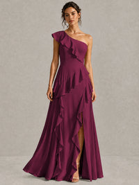 Sage Green One Shoulder Ruffle Bridesmaid Dress