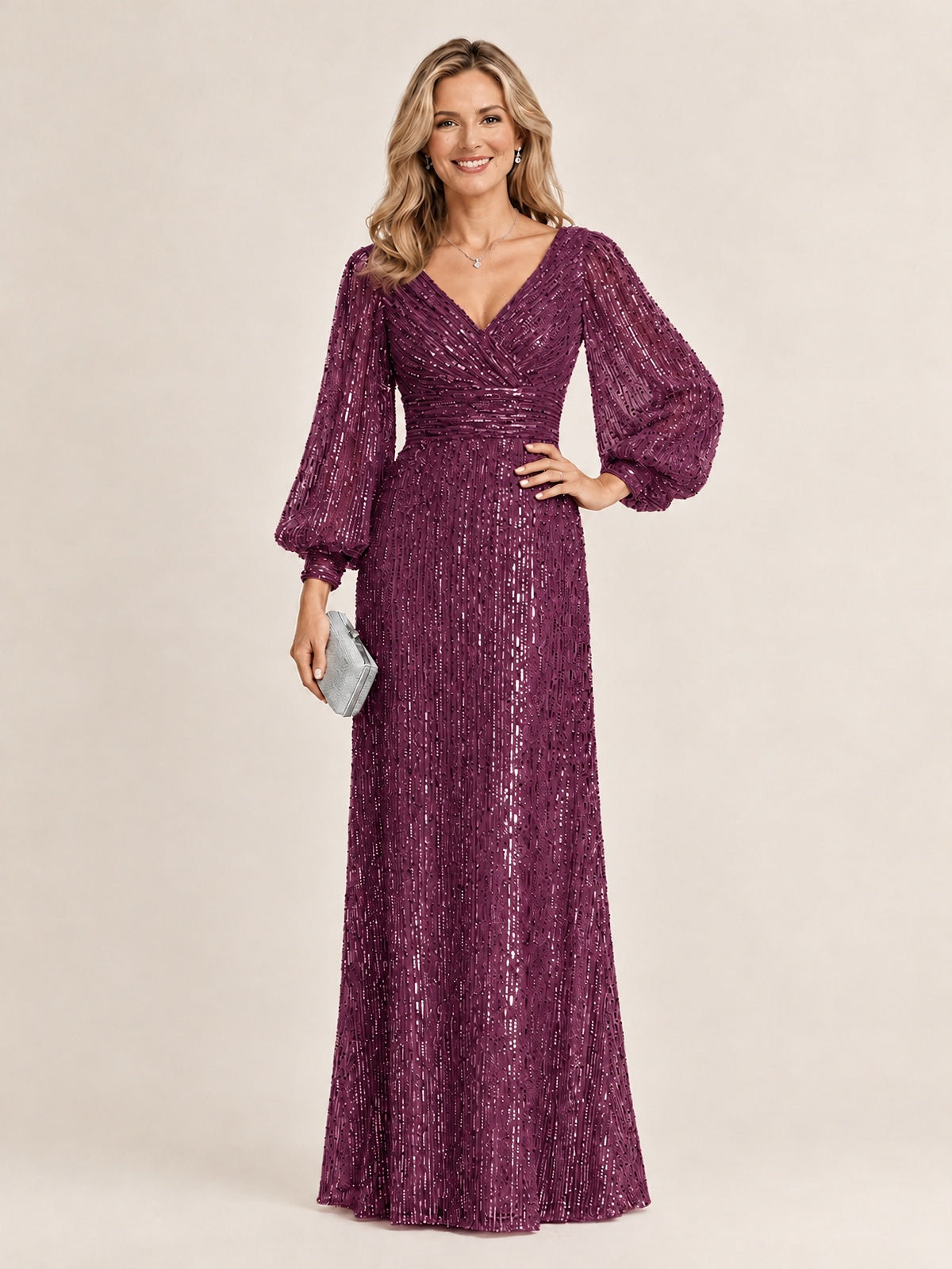 Sparkle Sequin Mother of The Bride Dresses with Long Sleeves