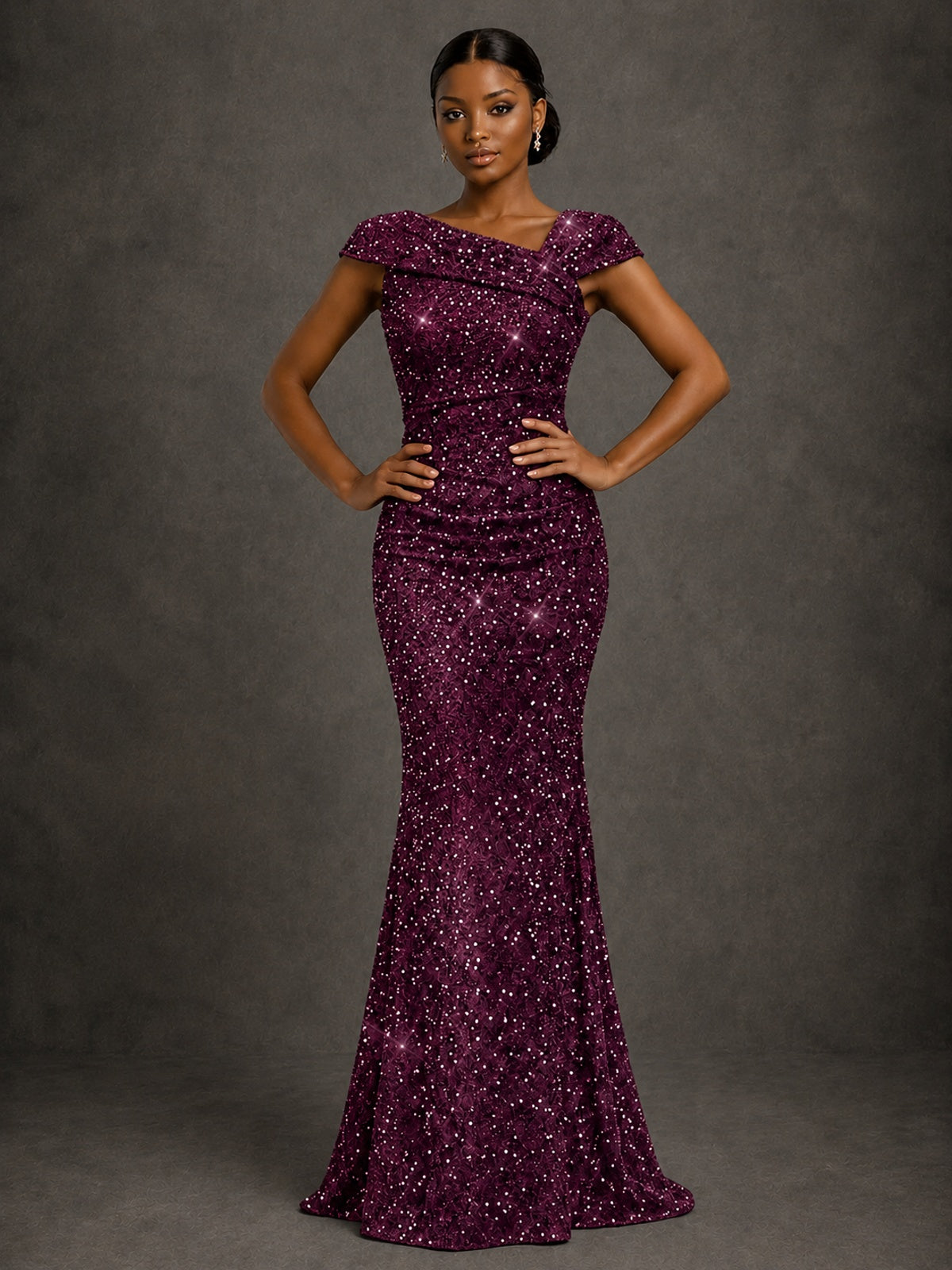 Sequin Off Shoulder Mermaid Prom Dress