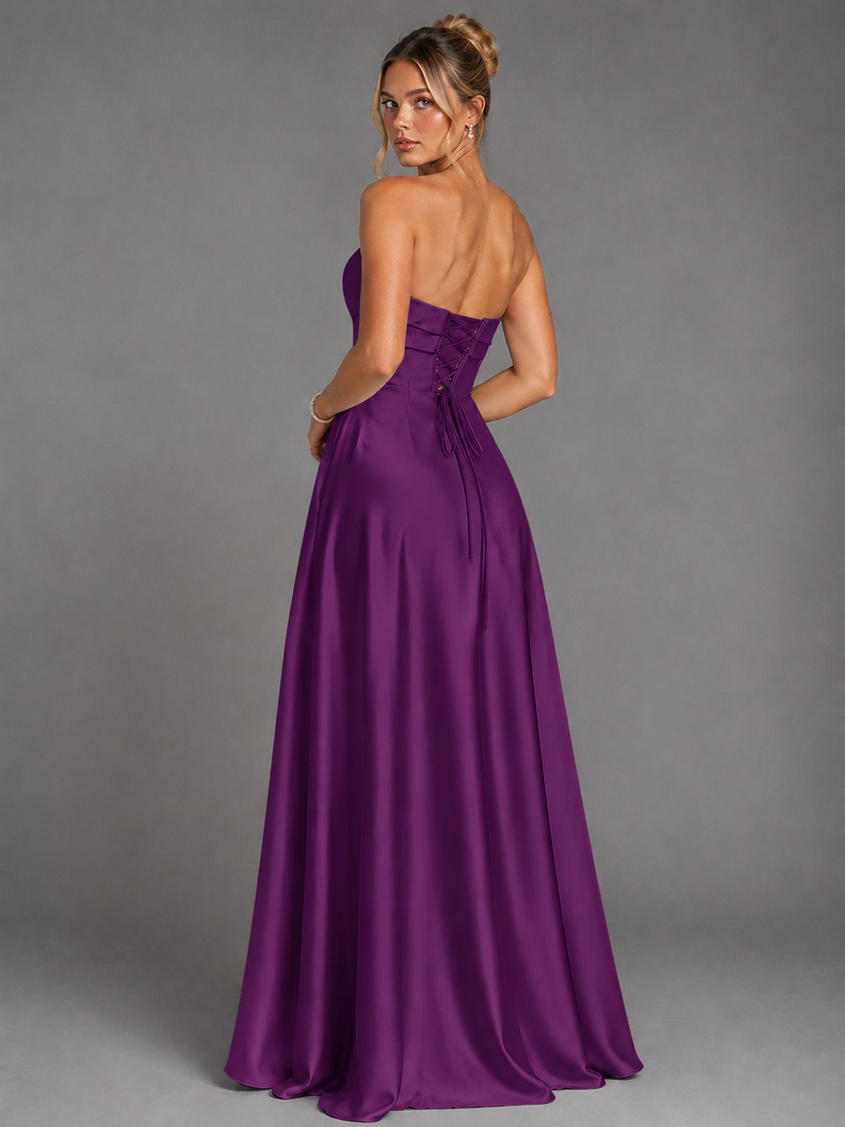 Sweetheart Neck Strapless Satin A-Line Prom Dress