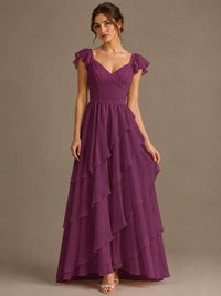 Ruffle Tiered V Neck Maxi Dress