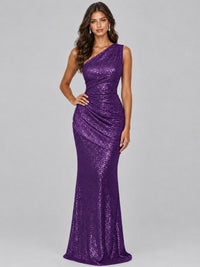 Sequin Mermaid One Shoulder Prom Dress Long formal Gown