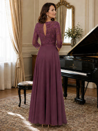 Lace Applique Wide-Leg Chiffon Mother of the Bride Jumpsuit