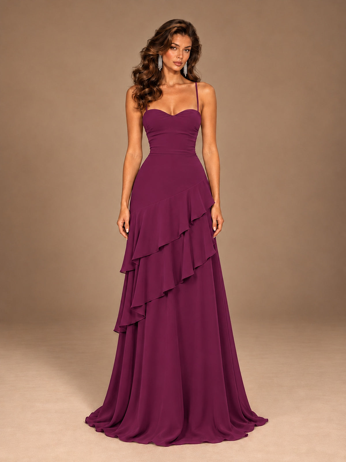 Sweetheart A-Line Ruffle Prom Dress with Spaghetti Straps