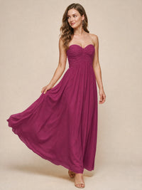 Strapless Pleated Chiffon A-Line Bridesmaid Dress