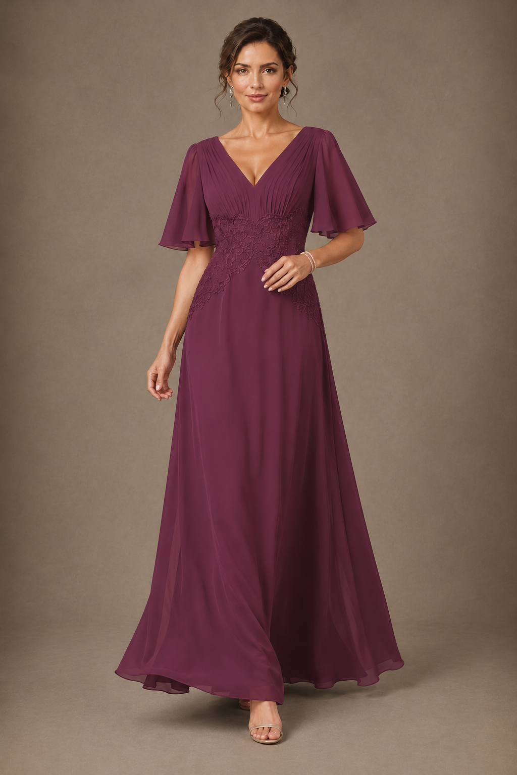 A-Line Chiffon Mother of the Bride Dress with Applique