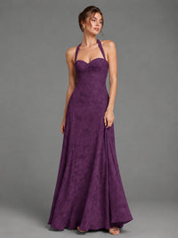 A-Line Halter Floral Chiffon Maxi Dress