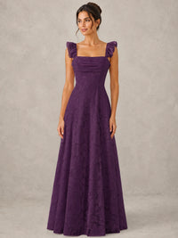 Jacquard Square Neck A-Line Maxi Dress