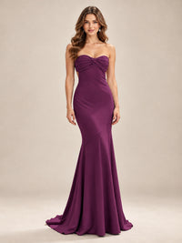 Light Blue Strapless Sweetheart Mermaid Prom Dress with Pleated Bodice