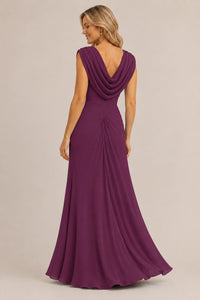 Cowl Neck Ruched Chiffon Mother of the Bride Dress