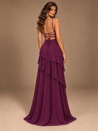Sweetheart A-Line Ruffle Prom Dress with Spaghetti Straps