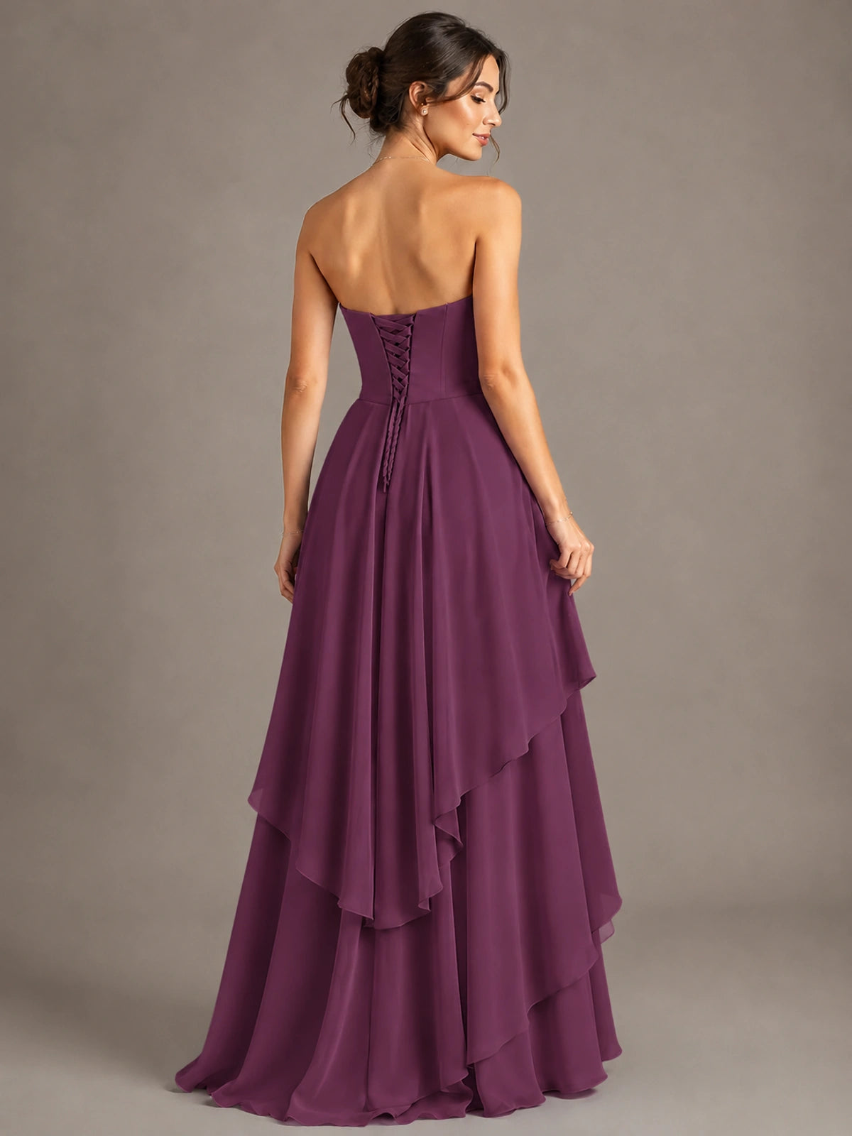 Strapless Ruffle A-Line Maxi Dress