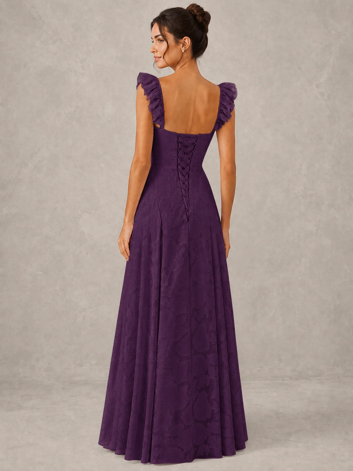 Jacquard Square Neck A-Line Maxi Dress