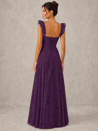 Jacquard Square Neck A-Line Maxi Dress