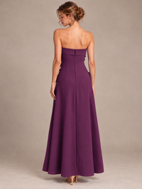 Yellow Strapless 3D Floral Appliques Maxi Dress