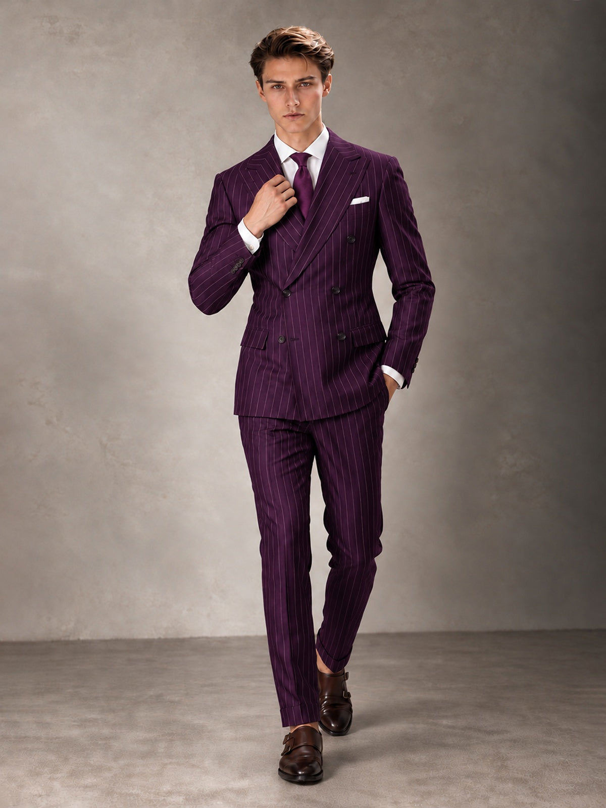 Double Breasted Pinstripe Men's Suit 2 Piece (Jacket & Pants) for Wedding & Formal Prom