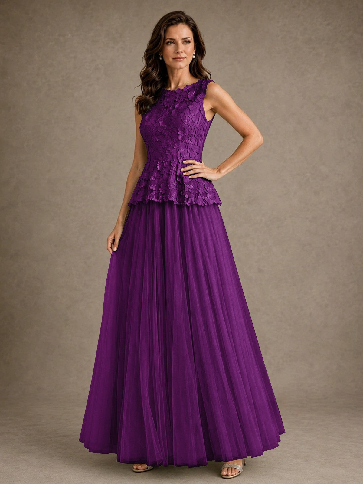 A-Line Chiffon Mother of the Bride Dress with Lace Appliques