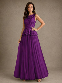 A-Line Chiffon Mother of the Bride Dress with Lace Appliques