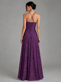 A-Line Halter Floral Chiffon Maxi Dress