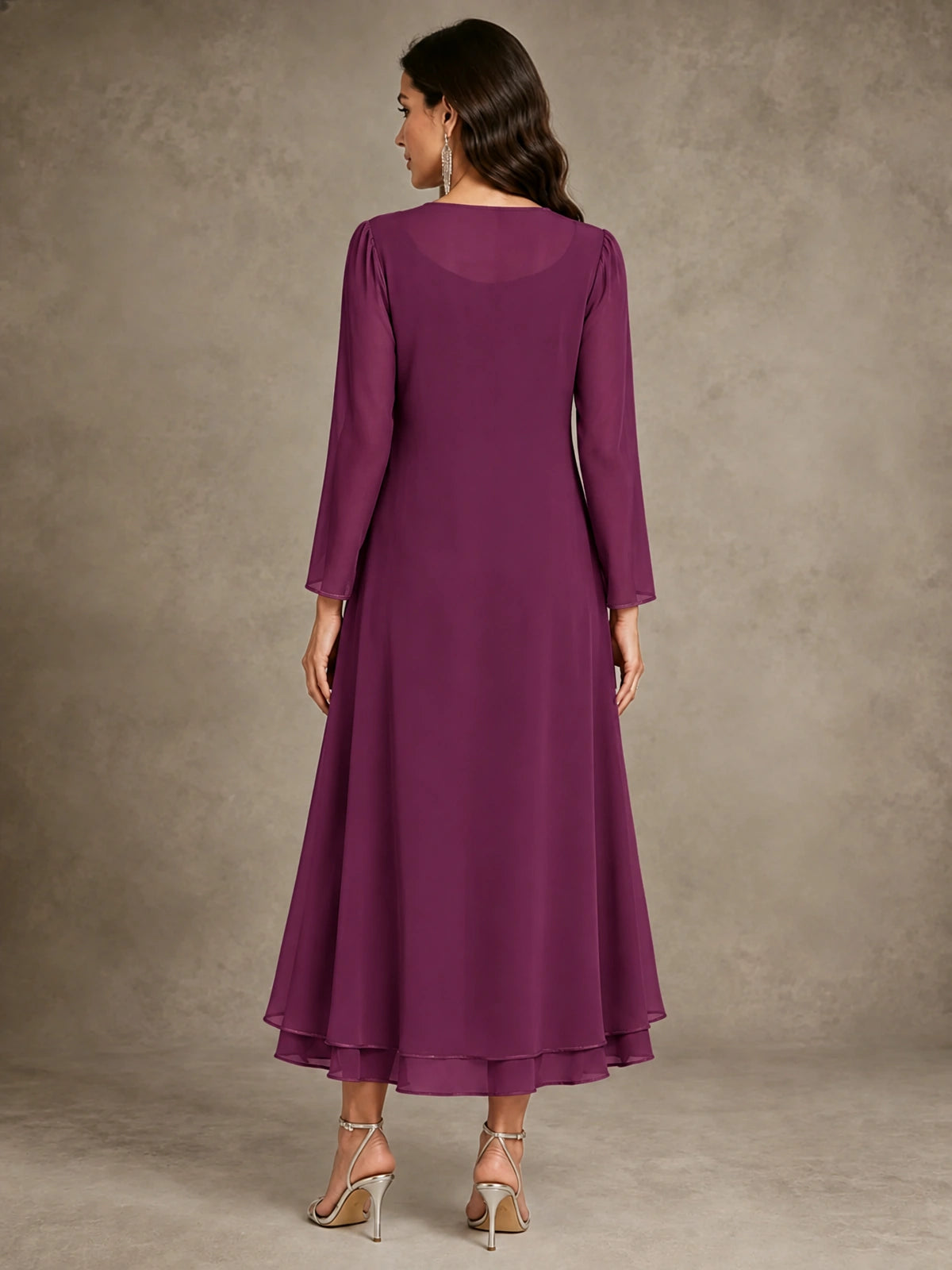 Sequin Chiffon Mother of the Bride Dress with Jacket