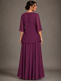 A-line 2 Pieces Chiffon Appliques Mother of The Bride Dresses with Jackets