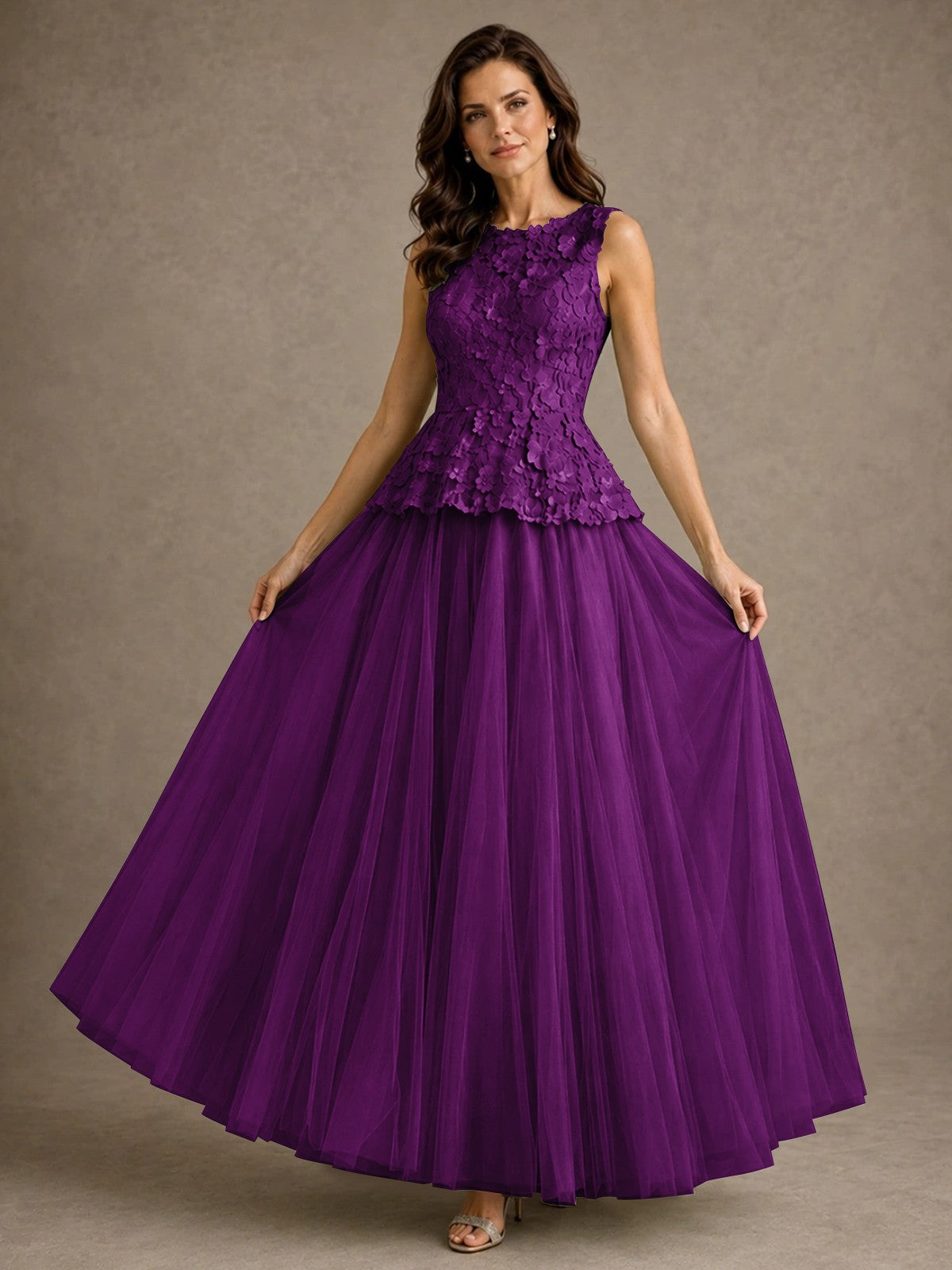 A-Line Chiffon Mother of the Bride Dress with Lace Appliques