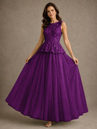 A-Line Chiffon Mother of the Bride Dress with Lace Appliques